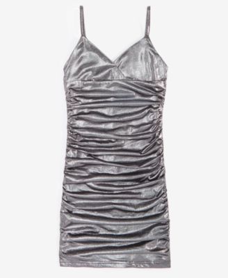 With Jules - Big Girls Metallic Ruched Mini Dress
