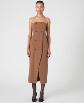 French Connection - Women's Azra Twill Strapless Trench Midi Dress
