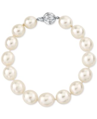 Macy's - Cultured White South Sea Pearl (10 - 11-1/2mm) Ball Clasp Bracelet