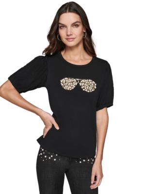 KARL LAGERFELD PARIS - Women's Embellished Sunglasses Graphic Top