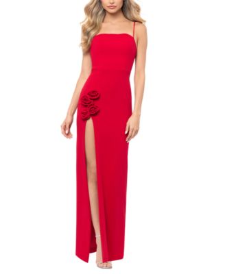 Blondie Nites - Juniors' High-Slit Rosette Sheath Dress
