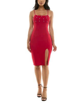 City Studios - Juniors' Rhinestone Square-Neck Midi Dress