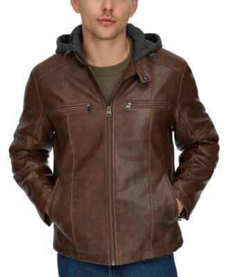 Levi's - Men's Faux-Leather Hooded Zip Jacket
