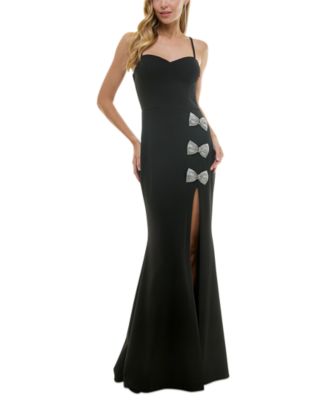 City Studios - Juniors' Sweetheart Rhinestone-Bow Gown