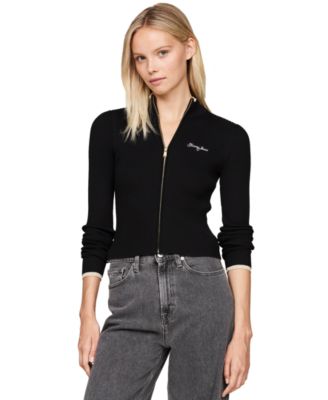 Tommy Jeans - Women's Metallic Tipped Zip-Front Sweater