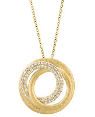 EFFY Collection - Diamond Interlocking Circle 18" Pendant Necklace (1/4 ct. t.w.) in 14k Gold