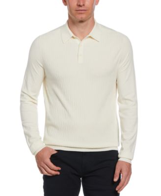 Perry Ellis - Men's Regular-Fit Stretch Abstract Textured Long-Sleeve Polo Shirt