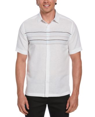 Cubavera - Men's Short Sleeve Button-Front Striped Chest Shirt