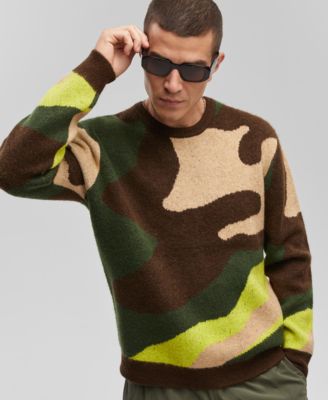 Mode of One - Men's Long-Sleeve Abstract Camo Crewneck Sweater