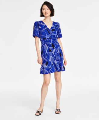 KARL LAGERFELD PARIS - Women's V-Neck Ruched Waist Dress