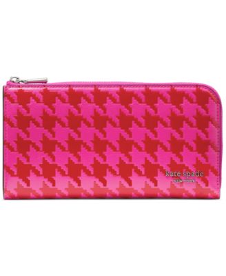 kate spade new york - Devin Houndstooth Saffiano Leather Zip Around Continental Wallet