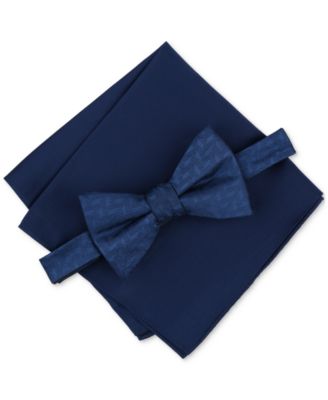 Alfani - Men's Parkdale Abstract Bow Tie & Solid Pocket Square Set
