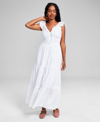 And Now This - Women's Cotton Ruffled Tiered Maxi Dress