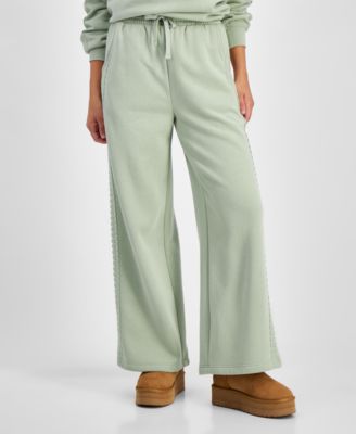 Planet Heart - Juniors' Crochet-Trim Wide-Leg Sweatpants