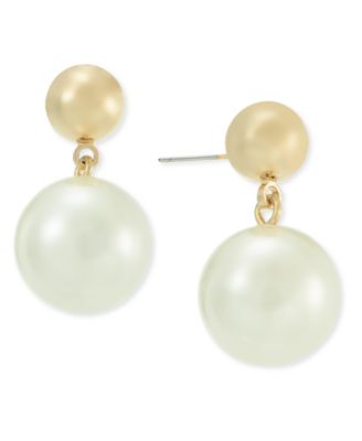 Charter Club - Gold-Tone Imitation Pearl Open Drop Earrings