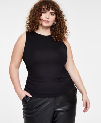 Bar III - Trendy Plus Size Sleeveless Jersey Crewneck Top