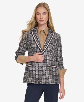 Tommy Hilfiger - Women's Textured Plaid Single-Button Blazer