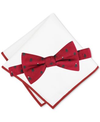 Tommy Hilfiger - Men's Christmas Tree Bow Tie & Pocket Square Set