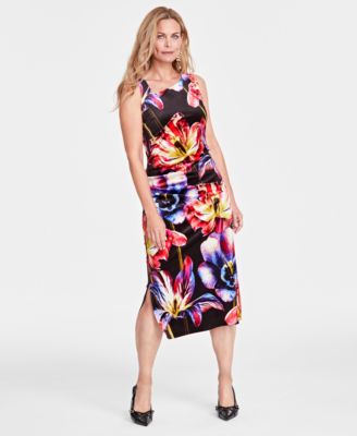 I.N.C. International Concepts - Women's Velvet Floral-Print Midi Dress, Created for Macy's