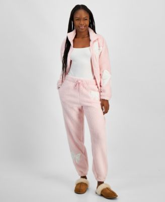 Madden Girl - Juniors' Sherpa Fleece Bow-Trim Jogger Pants