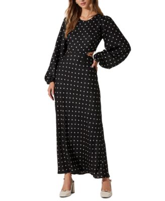 ASTR the Label - Women's Quinn Polka-Dot Cutout Maxi Dress