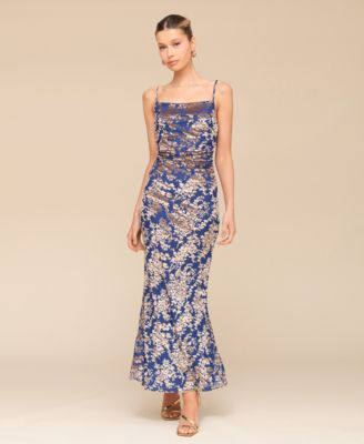 Avec Les Filles - Women's Shirred Burnout Floral Slip Dress