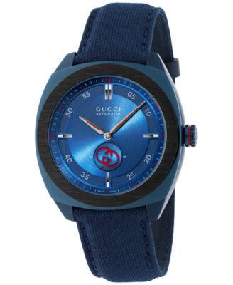 Gucci - Men's Swiss Automatic Interlocking Blue Rubber Strap Watch 41mm