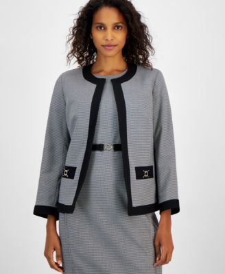 Kasper - Women's Printed Open-Front Blazer