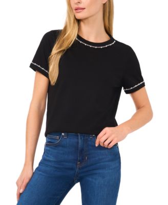 CeCe - Women's Embellished Crewneck Tee