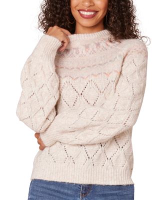 Democracy - Petite Fair Isle Pointelle Knit Sweater