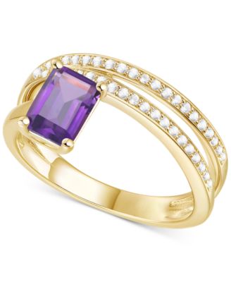 Macy's - Amethyst (7/8 ct. t.w.) & Lab Grown White Sapphire Accent Coil Ring in 14k Gold-Plated Sterling Silver (Also in Additional Gemstones)
