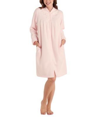 Miss Elaine - Women's Embroidered Fleece Short Robe