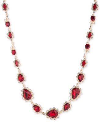 Marchesa - Gold-Tone Pav&eacute; & Color Crystal Collar Necklace, 16"-19"