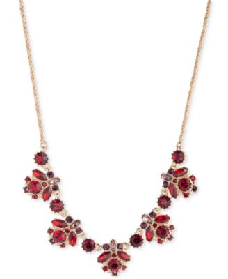 Marchesa - Gold-Tone Mixed Cut Crystal & Stone Statement Necklace, 16" + 3" extender