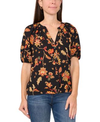Sam & Jess - Petite Puff-Sleeve V-Neck Blouse