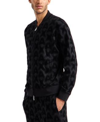 A|X Armani Exchange - Men's Regular-Fit Flocked Logo Full-Zip Sweatshirt