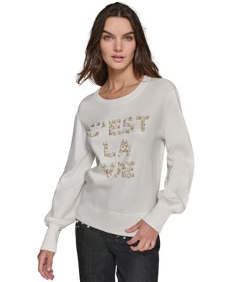KARL LAGERFELD PARIS - Women's C'est La Vie Faux-Pearl-Embellished Sweater