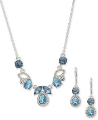 Anne Klein - Silver-Tone Pav&eacute; & Color Stone Statement Necklace & Drop Earrings Set