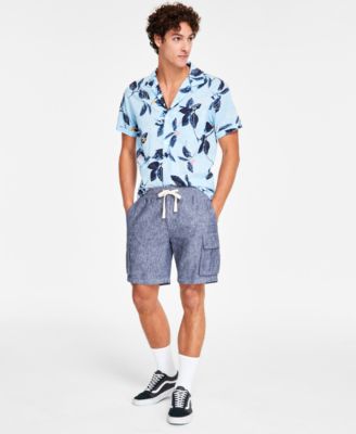 Sun + Stone - Men's Drawstring 8" Linen Blend Cargo Shorts