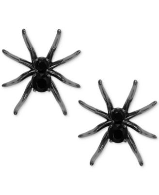 AJOA - Ruthenium-Plated Jet Nano Crystal Spider Stud Earrings