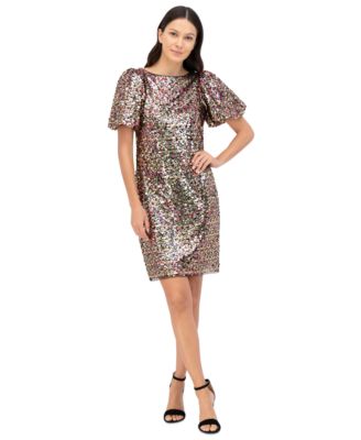 Eliza J - Women's Sequined Puff-Sleeve Shift Dress