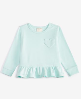 First Impressions - Baby Girls Long-Sleeve Heart Ruffled-Hem Sweatshirt