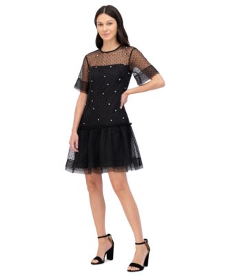 Vince Camuto - Women's Novelty Organza Embellished Float Dress