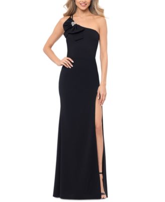 Blondie Nites - Juniors' Bow-Trim One-Shoulder Gown