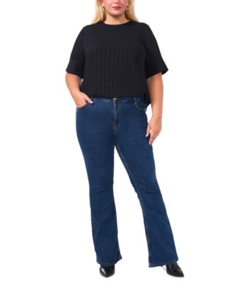 Vince Camuto - Plus Size Metallic Stripe Short-Sleeve Top, Created for Macy's