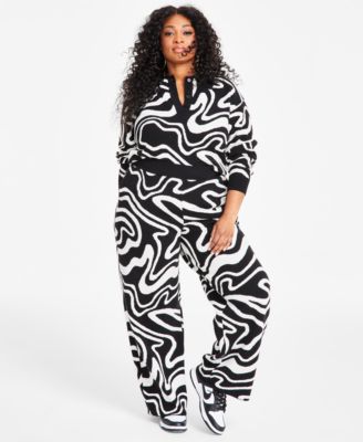Nina Parker - Trendy Plus Size Pull-On Swirl Knit Pants