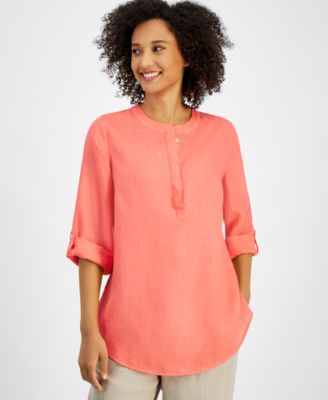 Charter Club - Women's Linen 3/4-Sleeve Tunic Top
