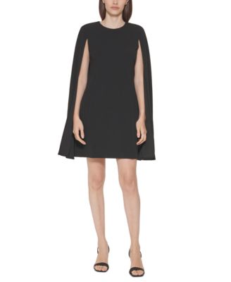 Calvin Klein - Women's Sleeveless Cape-Detail Scuba-Crepe Sheath Dress