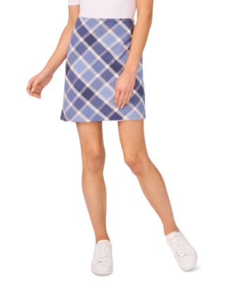 CeCe - Women's Cotton Plaid A-Line Back-Zip Mini Skirt