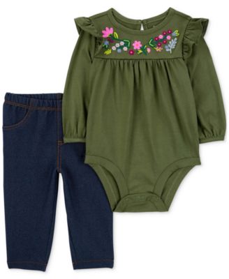 Carter's - Baby Girl 2-Piece Flutter Sleeve Bodysuit Pant Set
